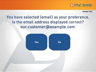 Receipt selection confirmation PNC ATM screen