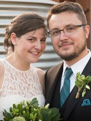 image of Rebecca Kuhn and husband on wedding day