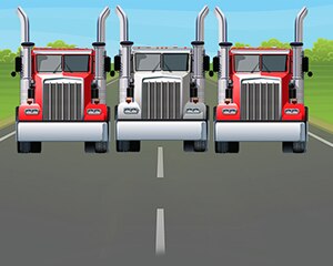 graphic of trucks on an empty road