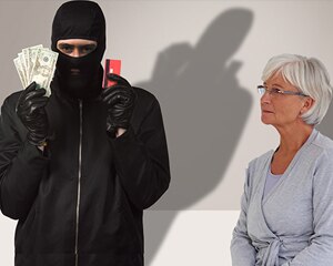 criminal and elderly woman