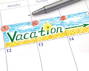 calendario con vacaciones programadas a lo largo de una semana