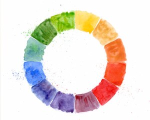 Rueda de color que muestra los colores del arco iris
