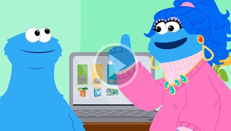 cookie monster and cookie monster's mom make a spending plan