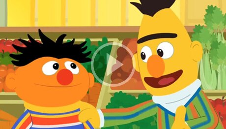 bert and ernie in the grocery store