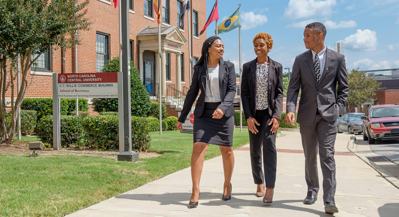 Students walk on NCCU Campus