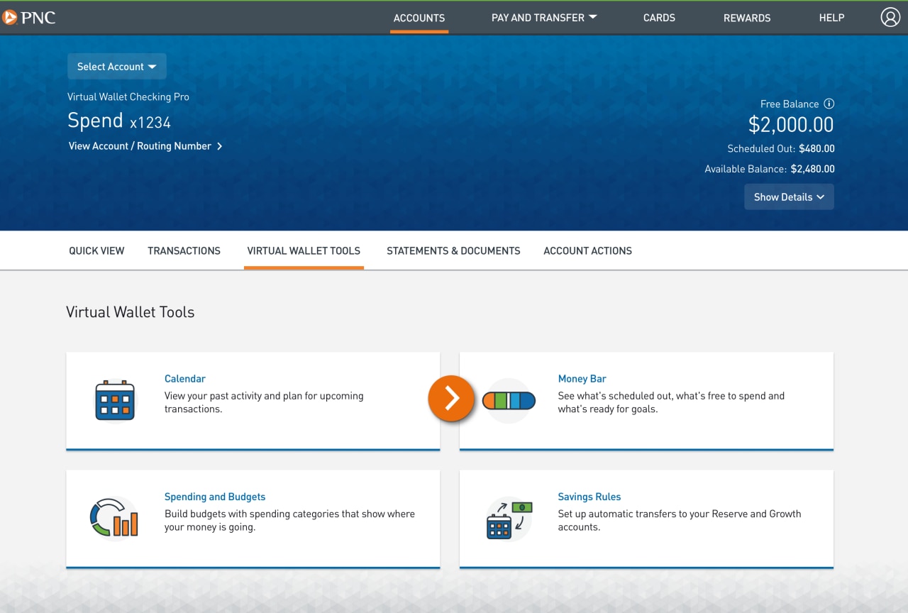 Screenshot of the Virtual Wallet Tools page.​