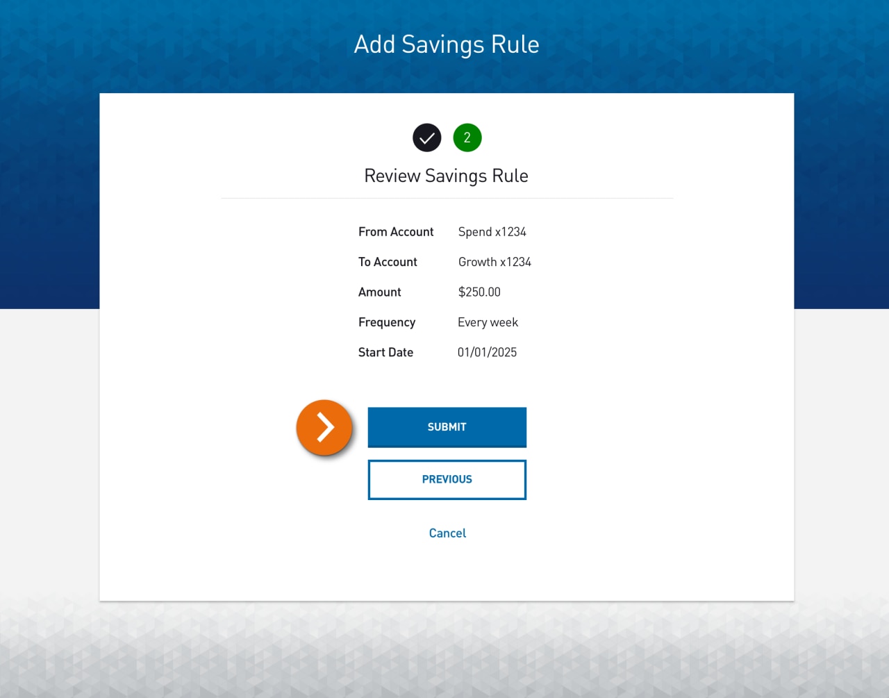 Screenshot of the review page of the adding a Rule process.​