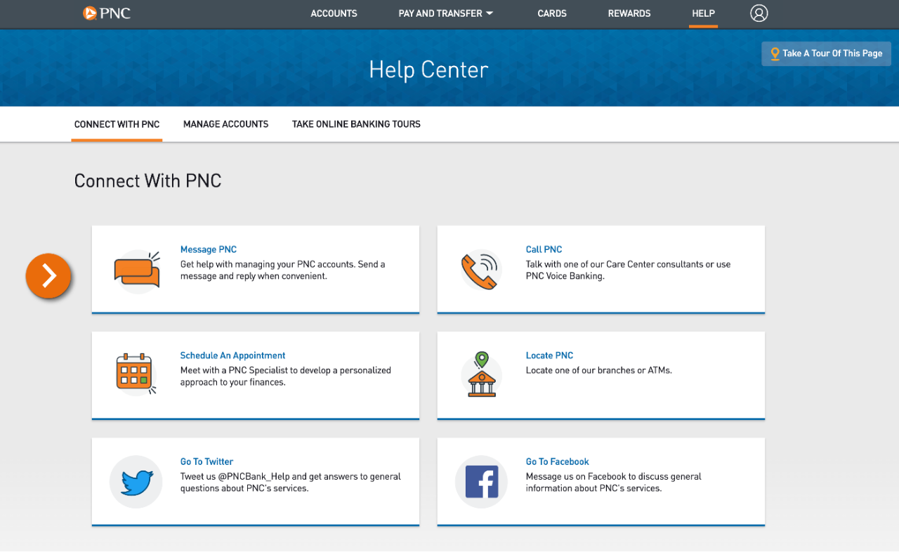 Screenshot of the Help Center page.