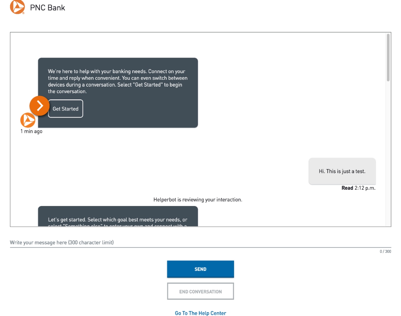 Screenshot of the Message PNC platform.