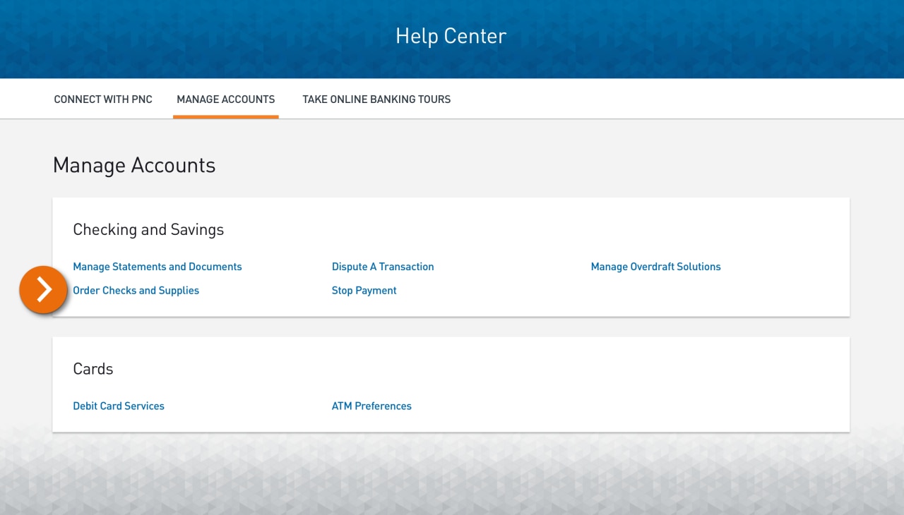Screenshot of the Manage Accounts page within the Help Center