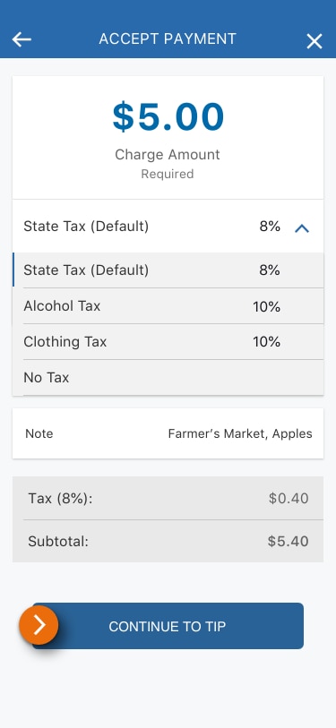Image of the Accept Payment view in the PNC Mobile App with fields to input the transaction amount​