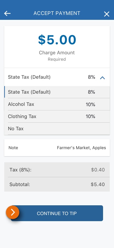 Image of the Accept Payment view in the PNC Mobile App with fields to input the transaction amount