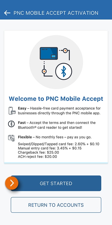 Image of the PNC Mobile Accept activation page in the PNC Mobile App