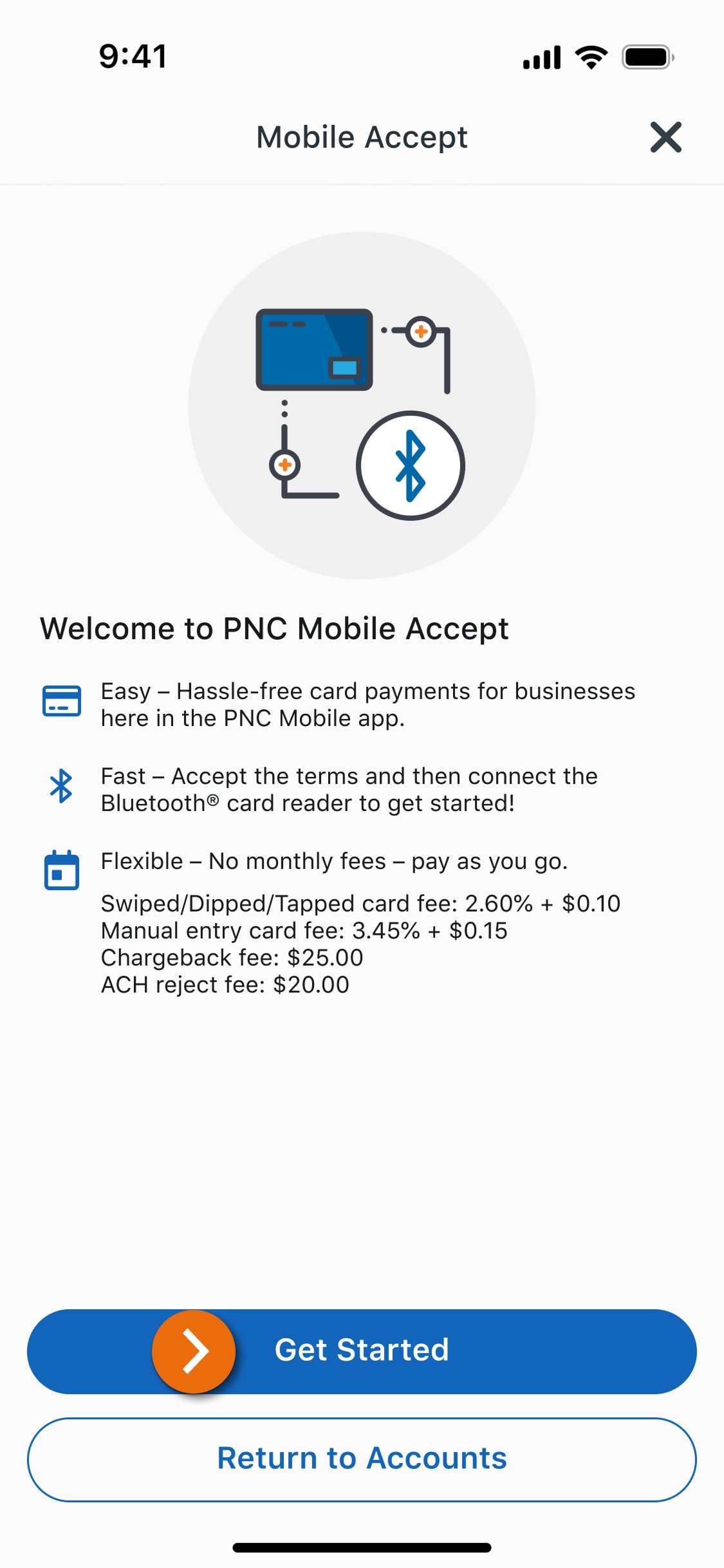 Image of the PNC Mobile Accept activation page in the PNC Mobile App