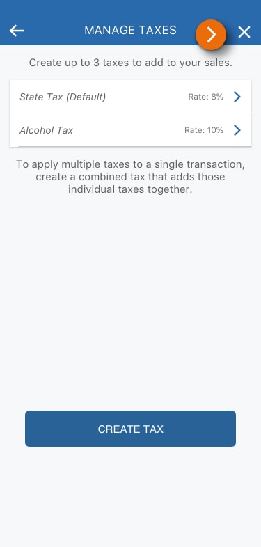Image of the Manage Taxes view in the PNC Mobile App. 