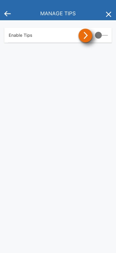 Image of the Manage Tips view in the PNC Mobile App. 
