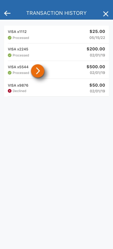 Image of the Transaction History view in the PNC Mobile App. 