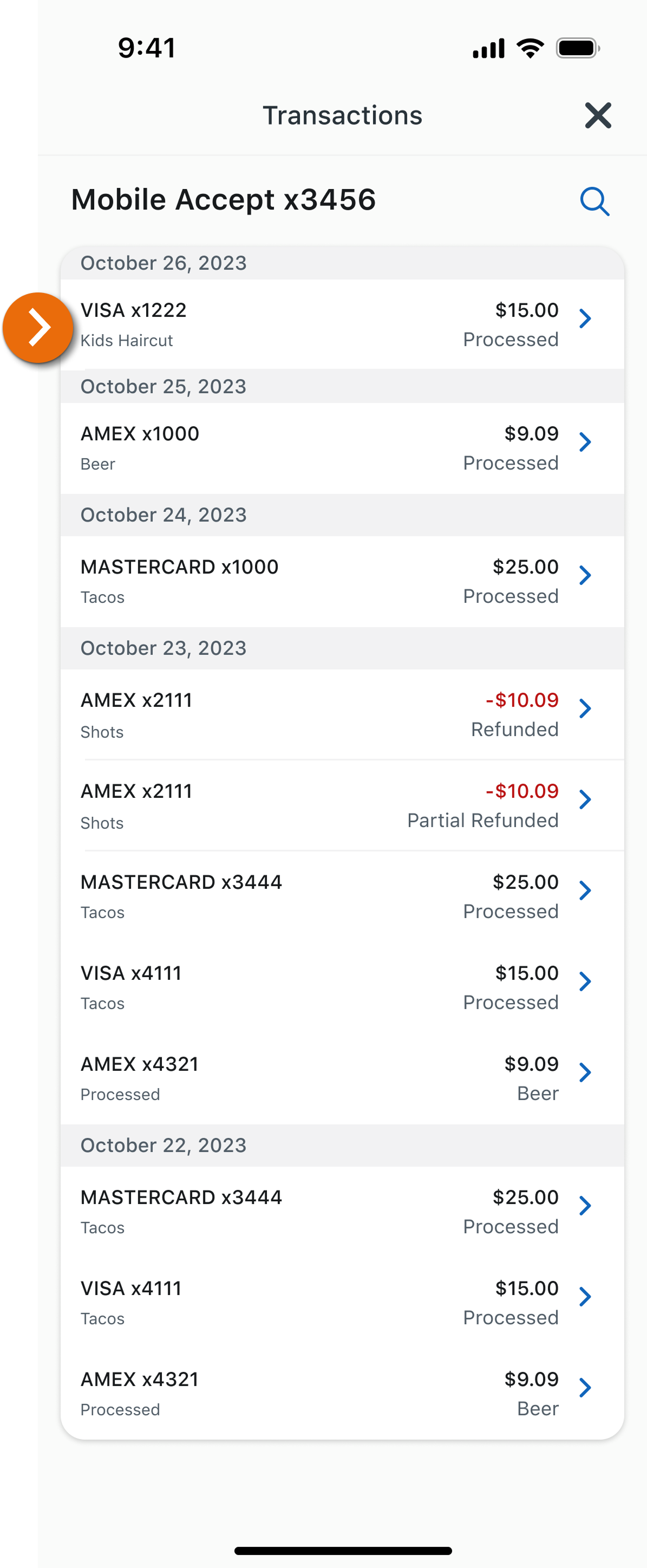 Image of the Transaction History view in the PNC Mobile App. ​