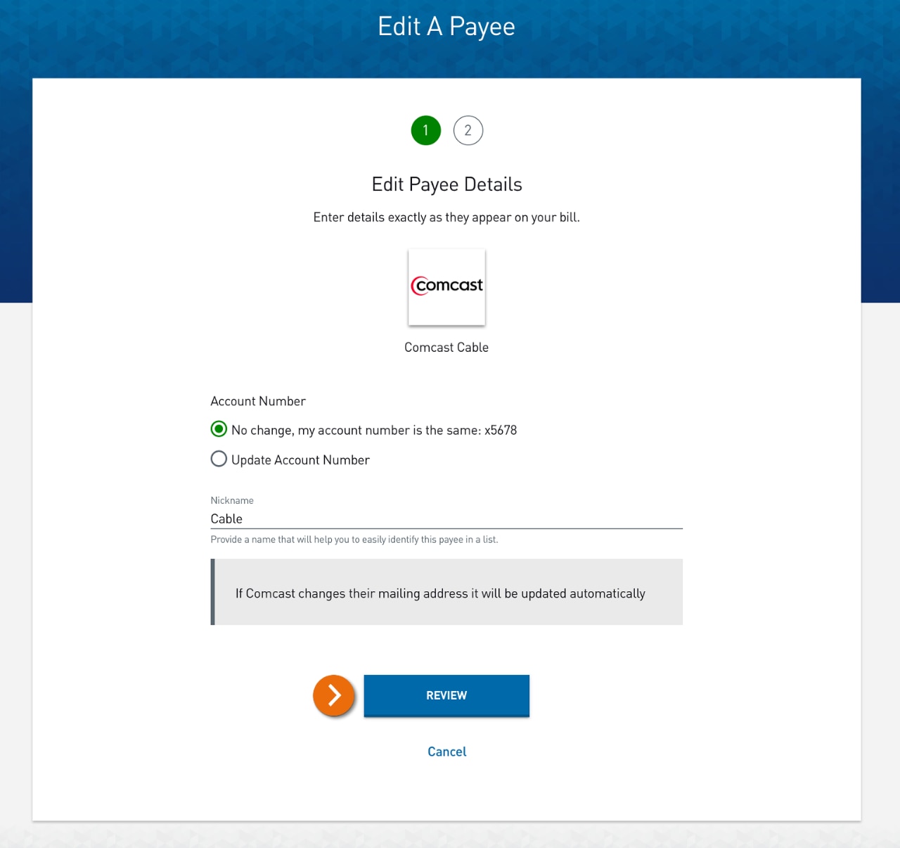 Screenshot the Edit Payee Details page​.