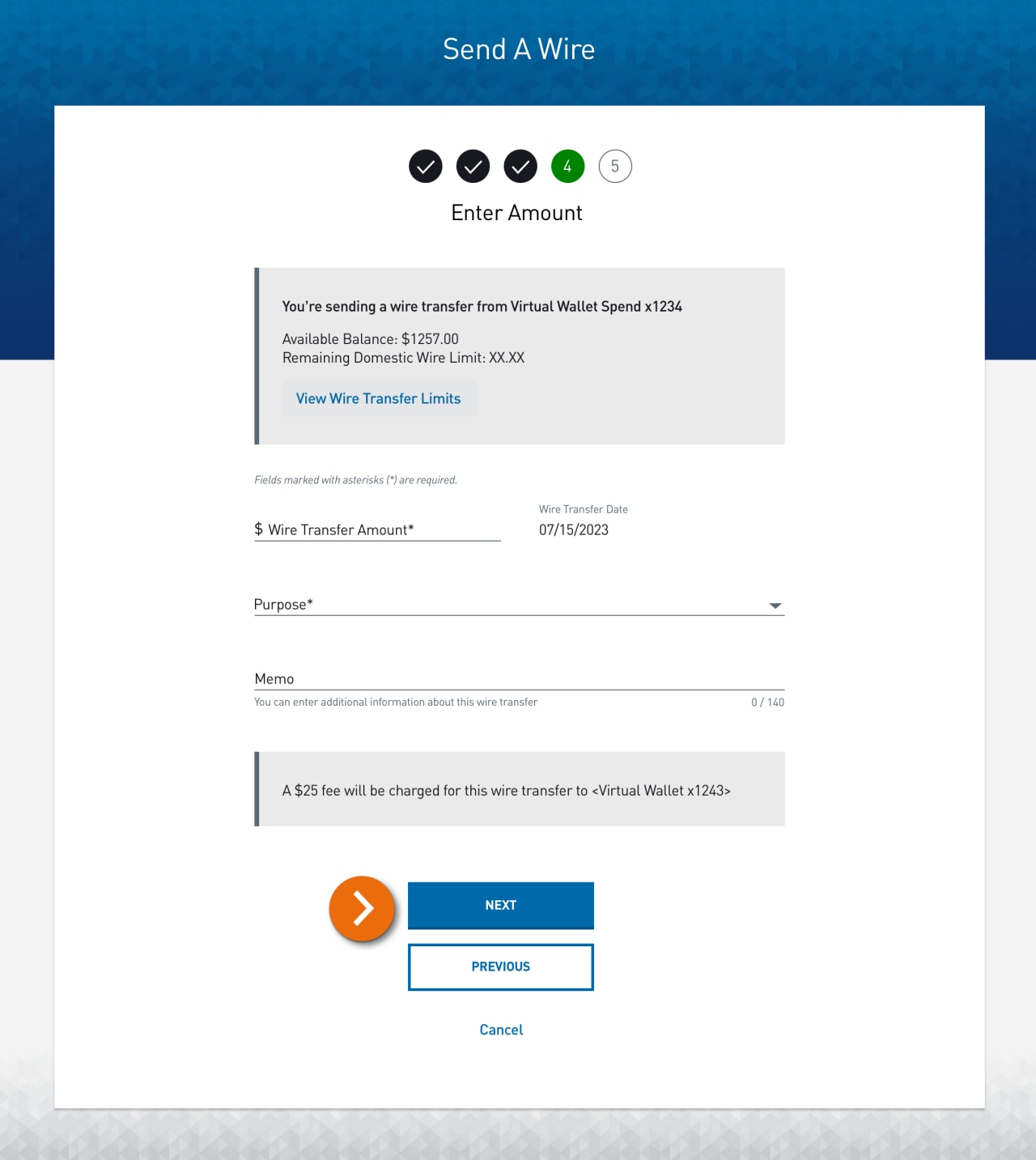 Screenshot of step 4 – Enter Amount​