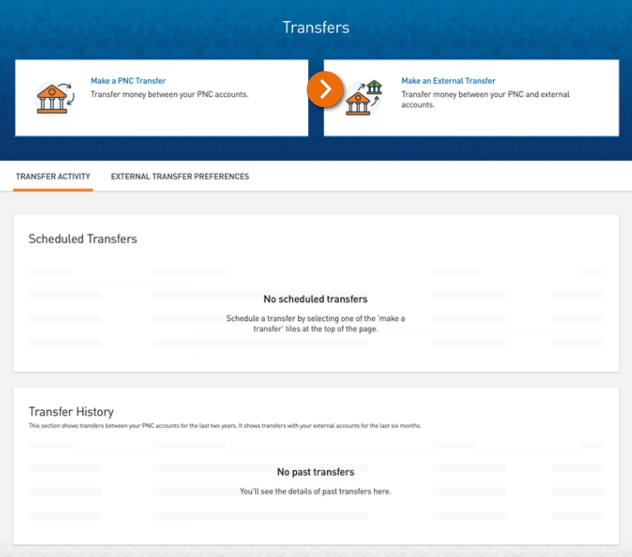 Screenshot of the Transfer Activity page. 