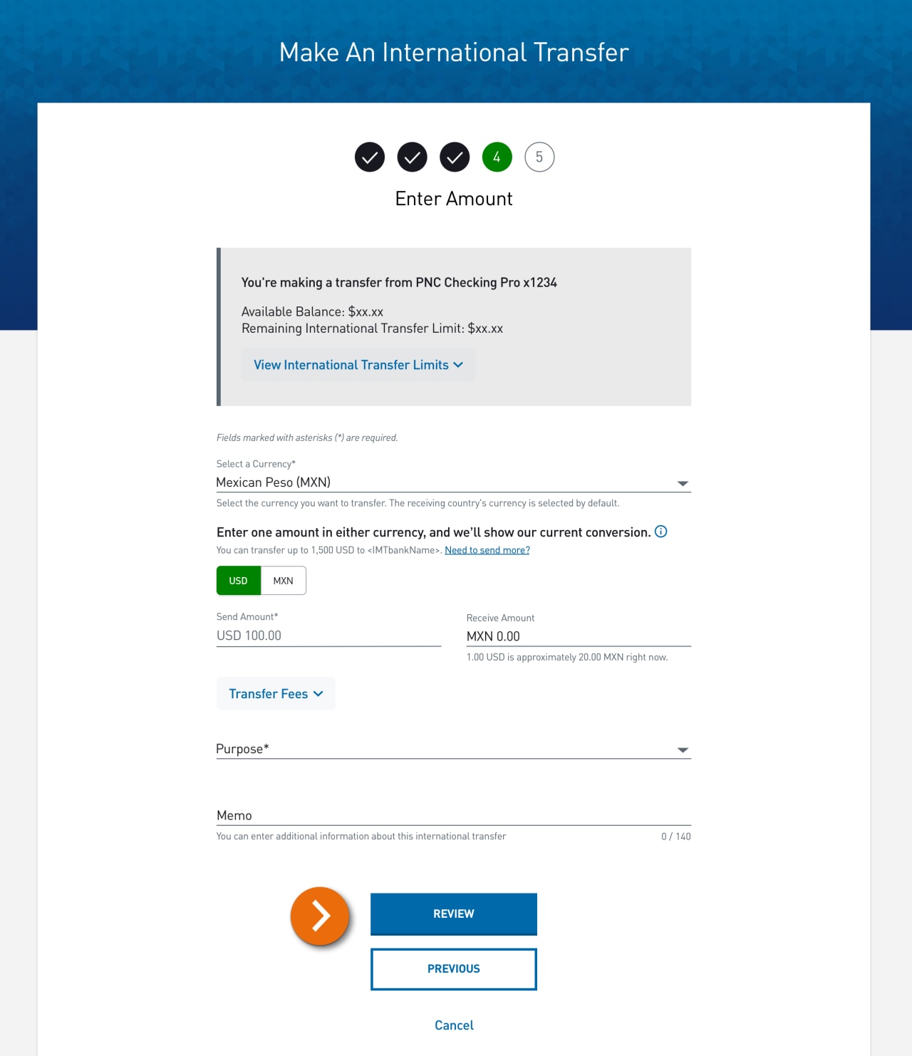 Screenshot of step 4 – Enter Amount​
