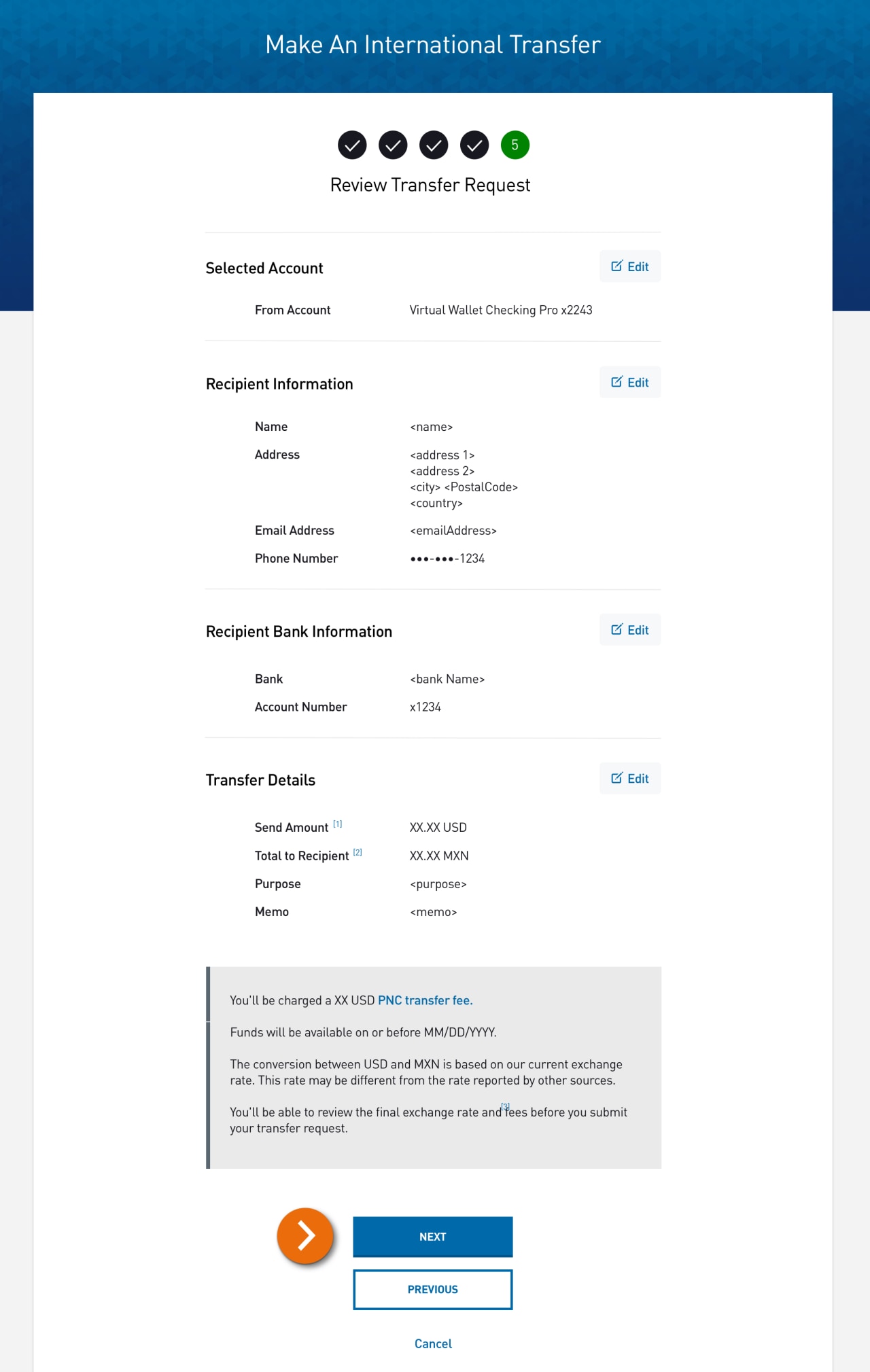 Screenshot of Step 5 – Review Wire Request​