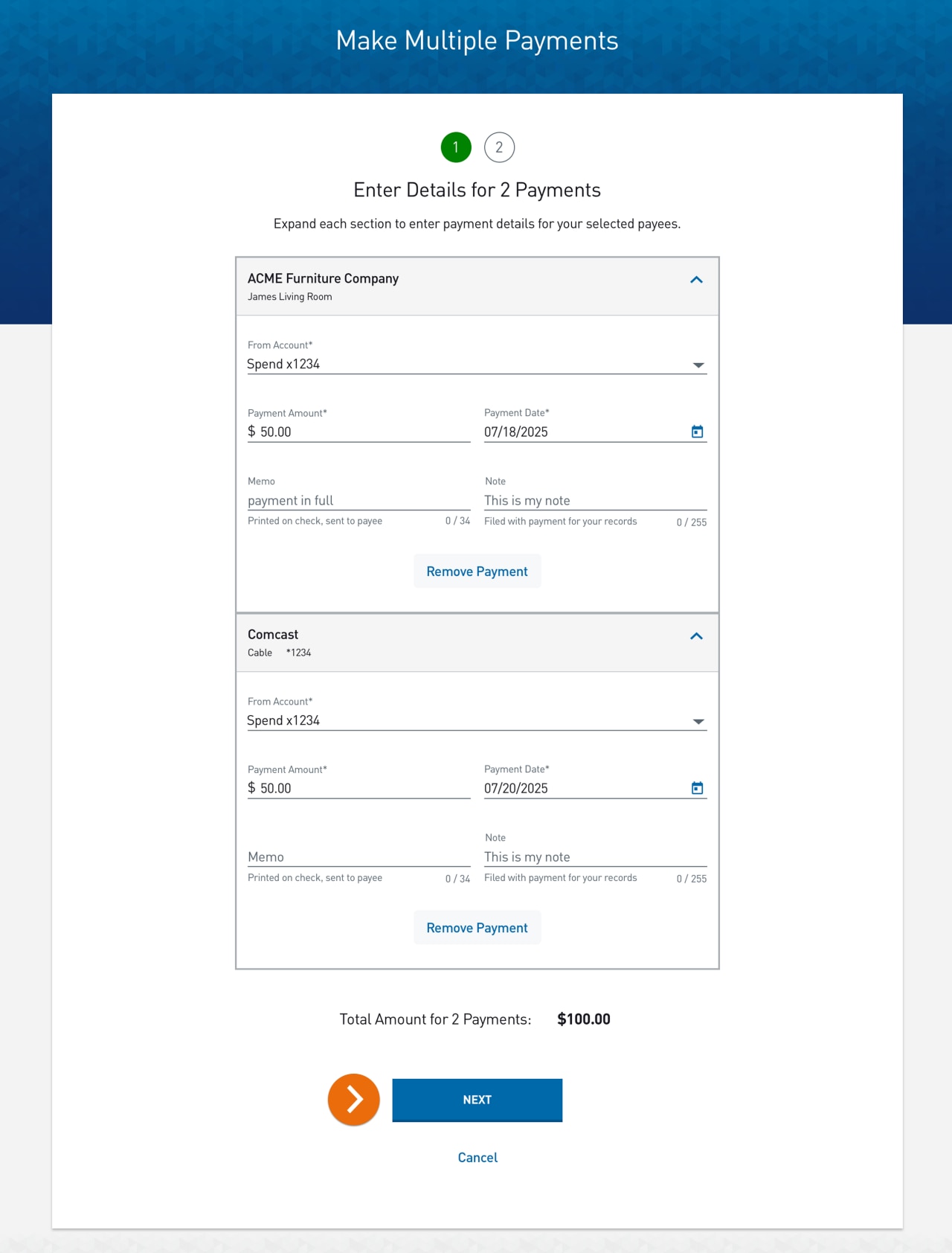 Screenshot of the Enter Payment Details page.​