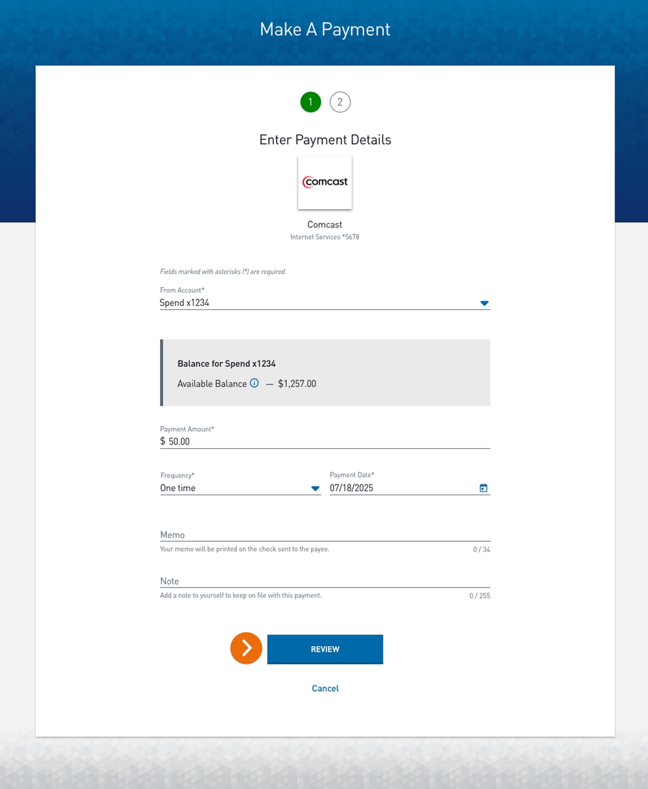 Screenshot of the Enter Payment Details page.​