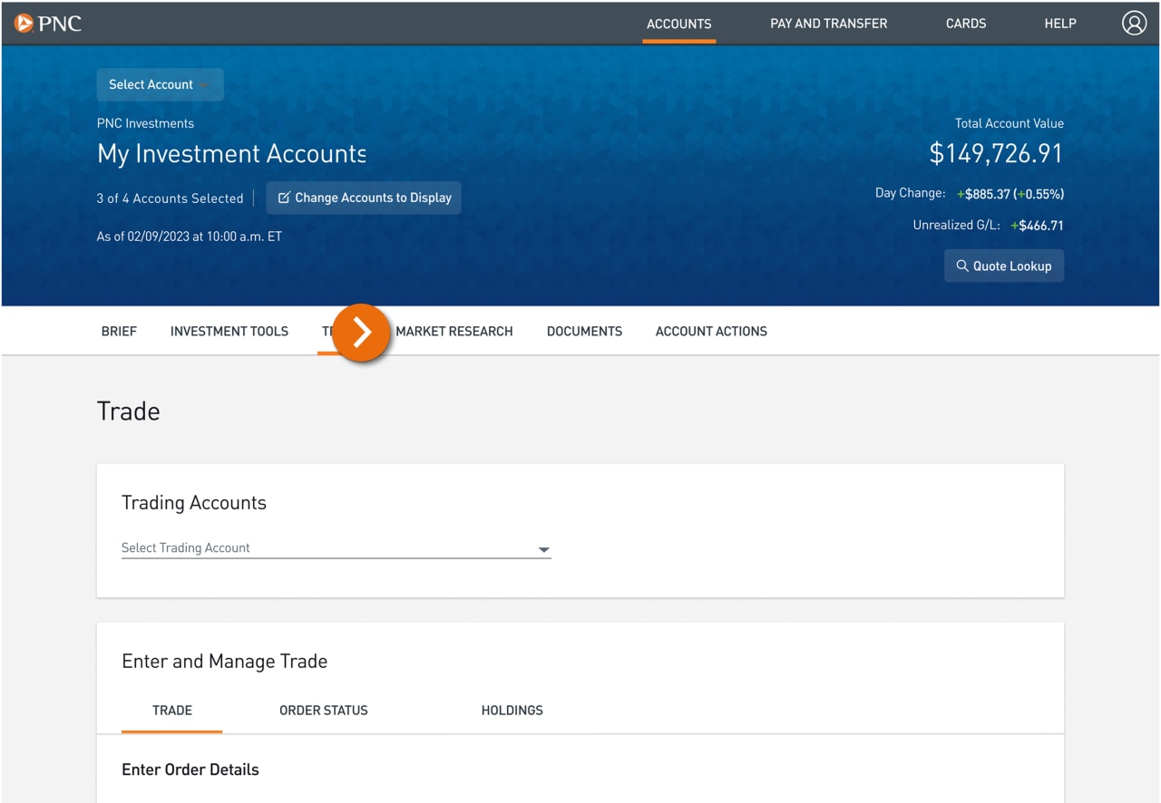 Screenshot of the Trade Home page.