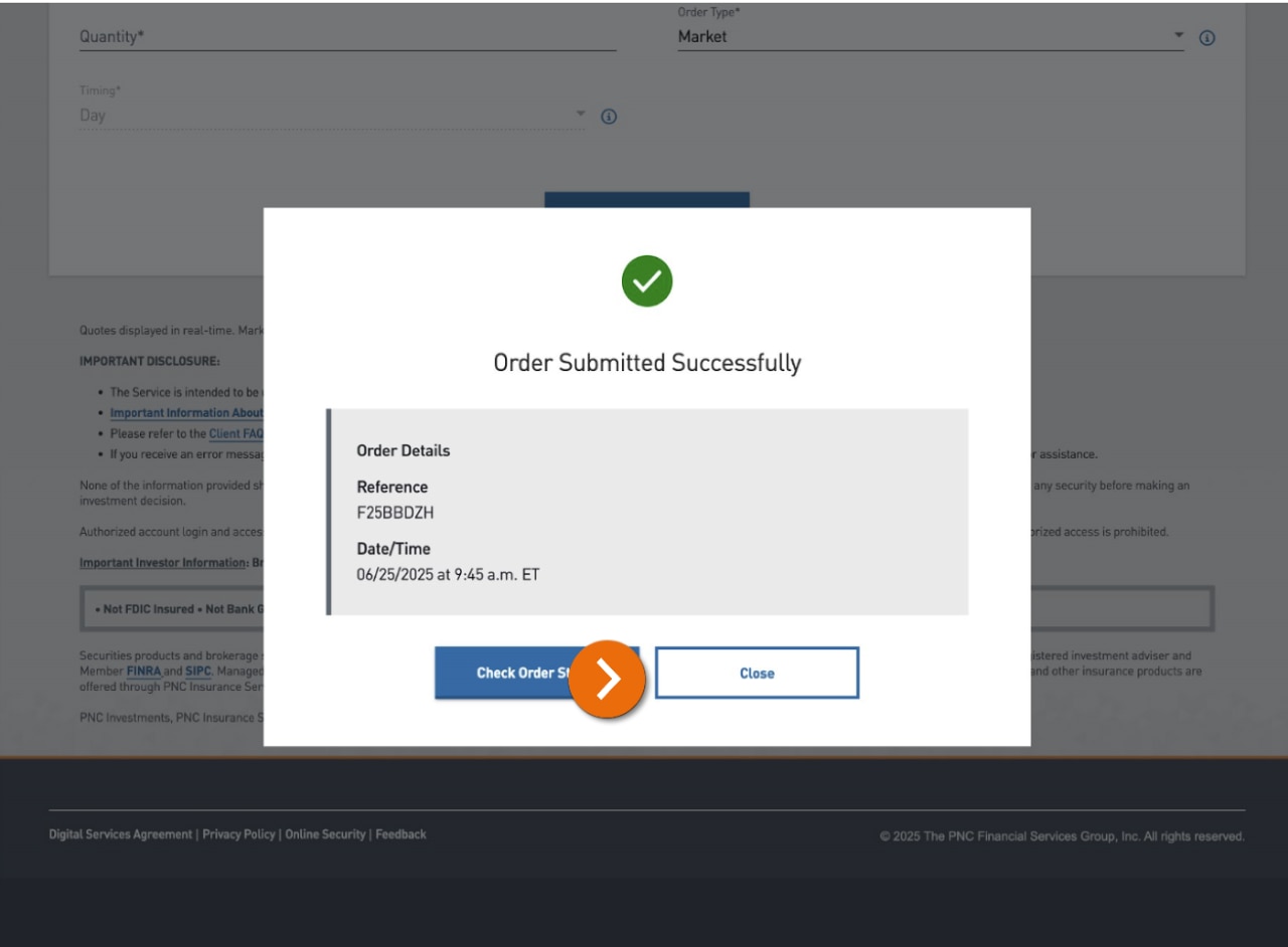 Screenshot of the Confirmation page