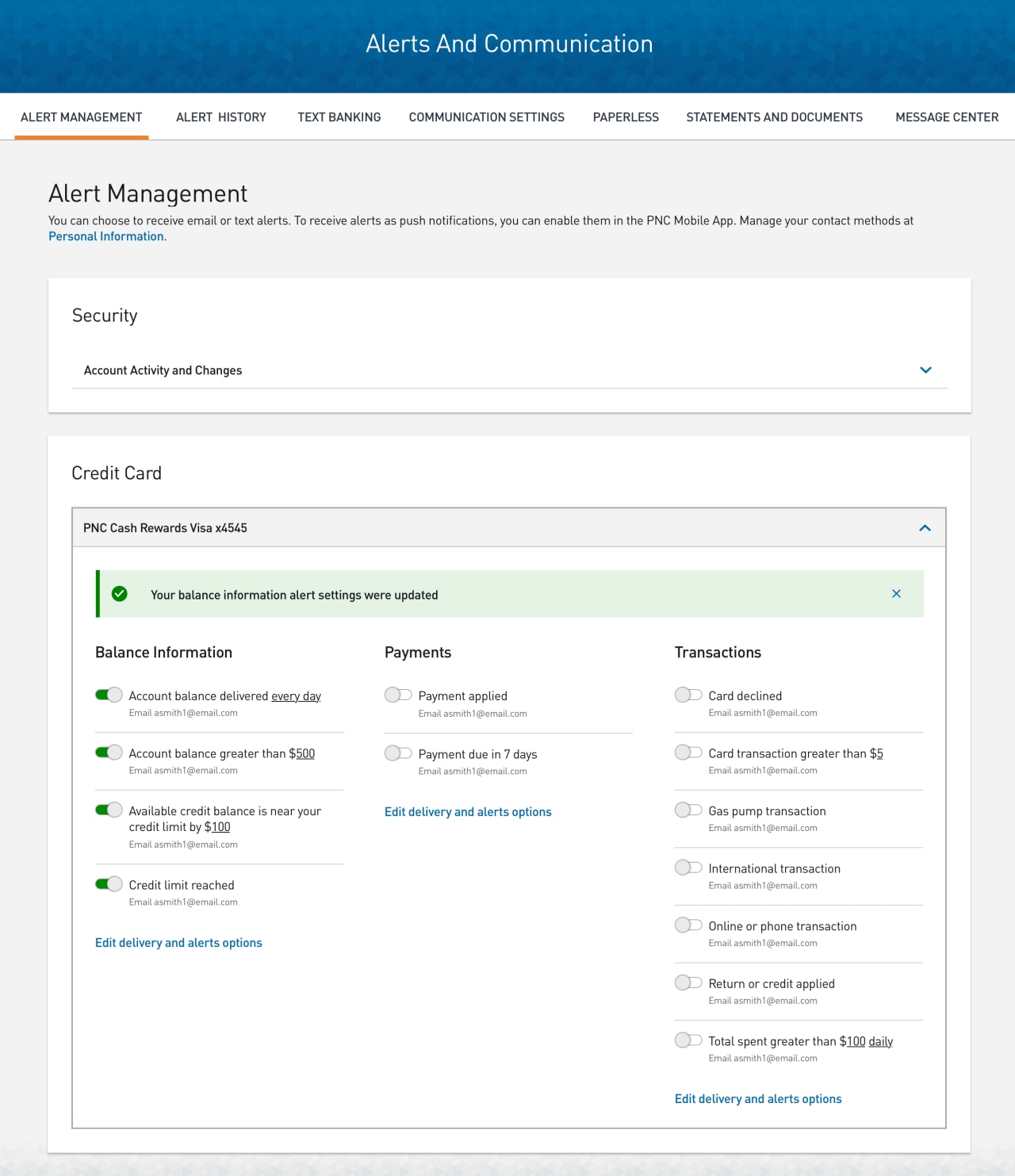 Screenshot of the Alert Management screen with focus on Confirmation.​