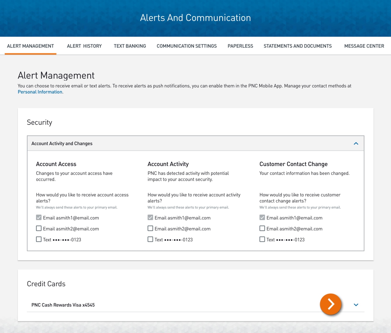 Screenshot of the Alert Management screen.​