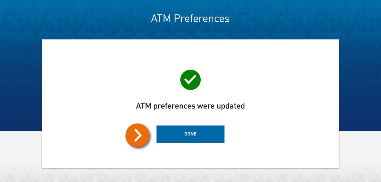 Screenshot of the confirmation ATM preferences were updated page.​