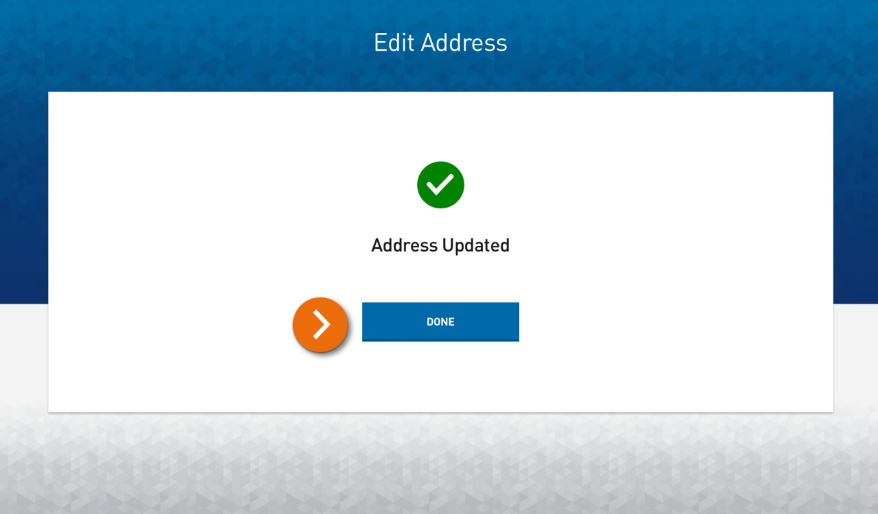 Screenshot of the confirmation page that an address was updated.