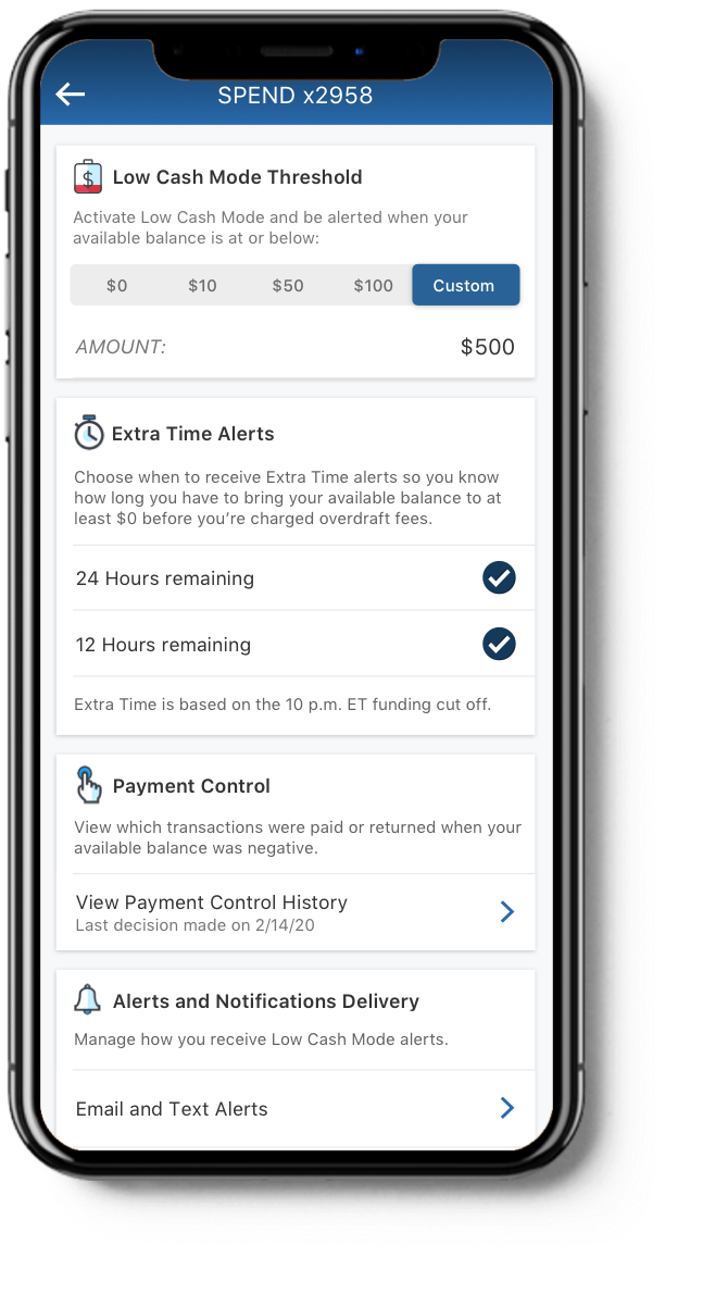 mobile app showing account page