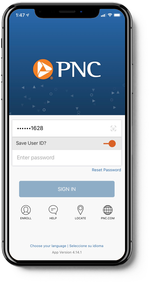 mobile app showing sign in screen