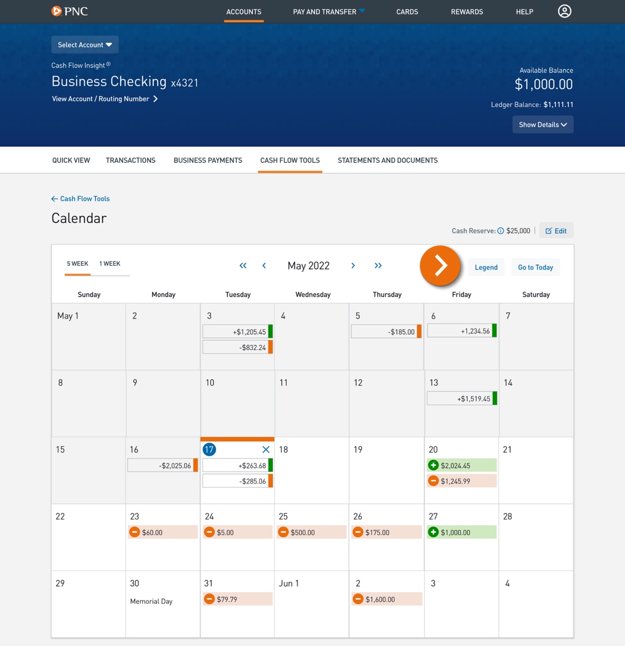 Screenshot of the Calendar landing page