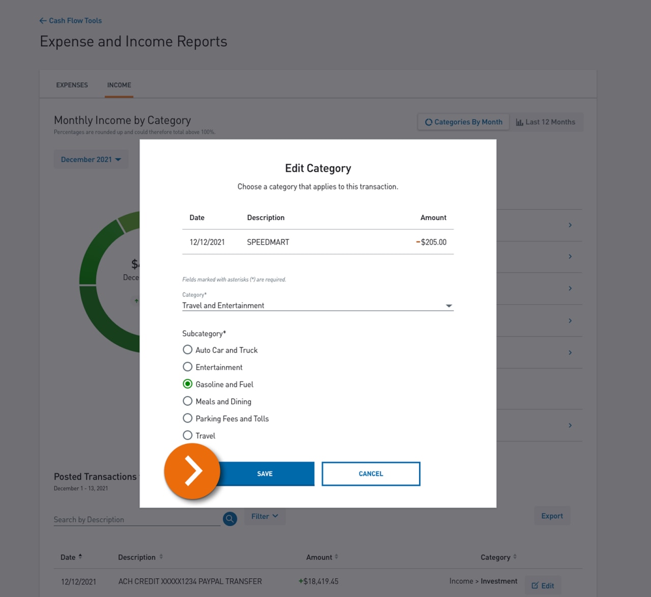 Screenshot of the Edit Category popup form.