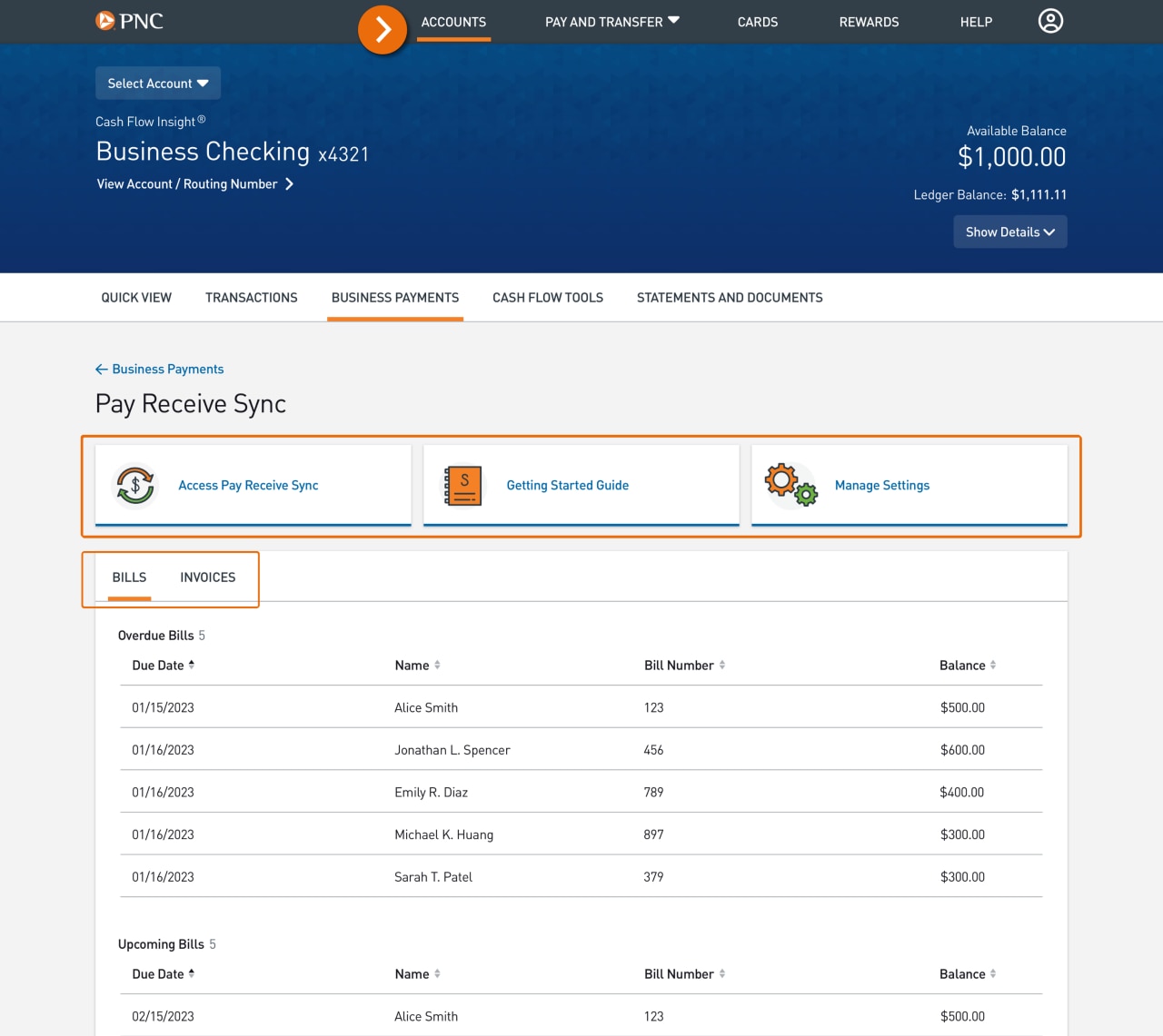 Screenshot of Pay Receive Sync Overview page.