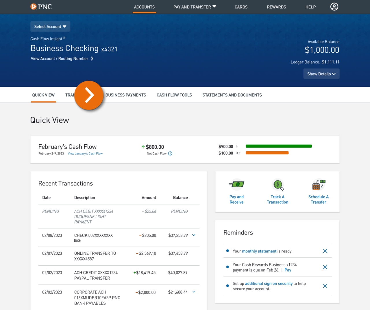 [Screenshot of the Quick View landing page.