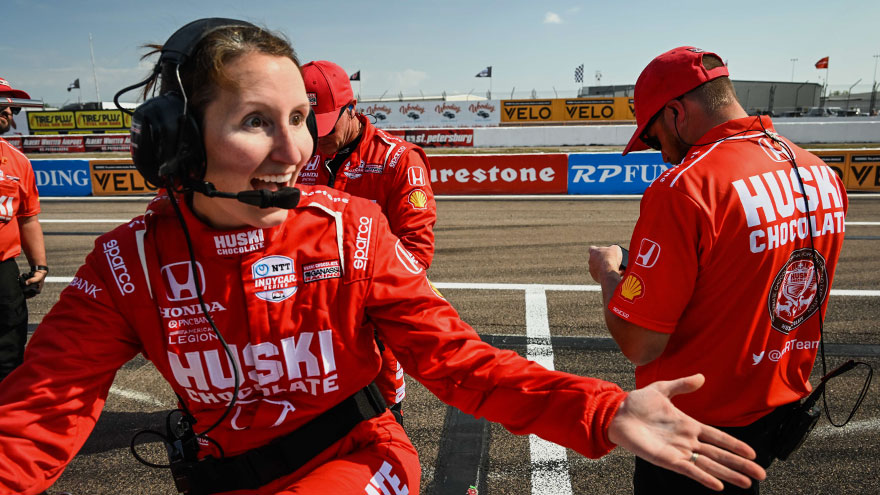 Angela Ashmore, Assistant Race Engineer, enjoying her job