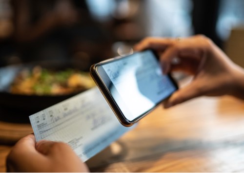 Mobile Device Taking Photo of a Check to Deposit