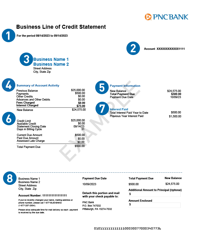 Line of Credit Account Statement (Example)