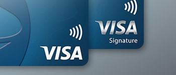 Cards showing Visa logo and Visa signature logo