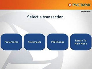 Second select a transaction PNC ATM screen