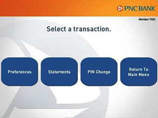 Second select a transaction PNC ATM screen