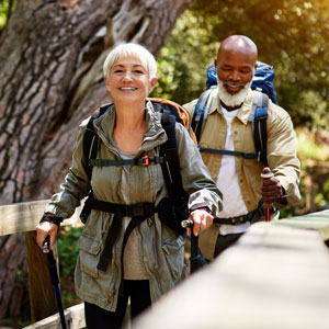 Older couple hiking