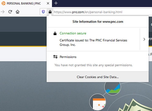 Firefox display for an EV SSL Certificate