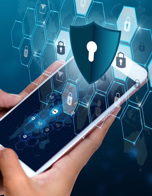 Dispositivo móvil que muestra candados de seguridad